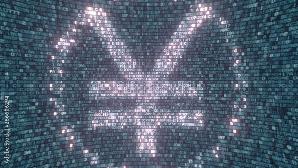 Poster glowing japanese yen sign made with computer symbols. fintech related loopable 3d animation