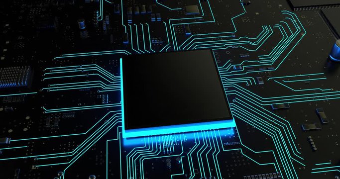 Macro shot of central computer processor CPU blank microchip for copy space.