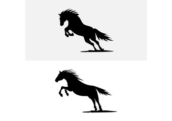 Silhouette vector logo horse running and jumping