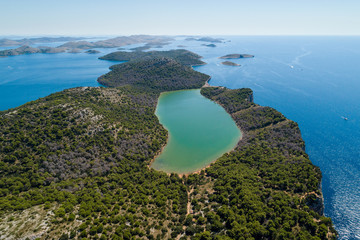 Lake Mir in National park Telascica, National park Kornati in background, Adriatic sea, Croatia