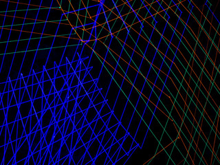 Stretched yarn glowing in ultraviolet light