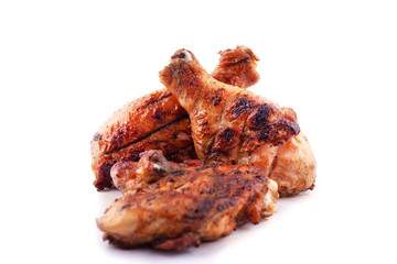 fried  grilled chicken legs isolated on a white background