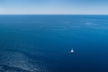 Aerial view of yacht sailing on the Adriatic sea, Croatia