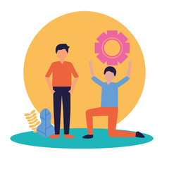 Avatar men with teamwork icon vector design