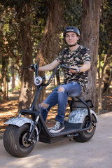 young woman on motorcycle