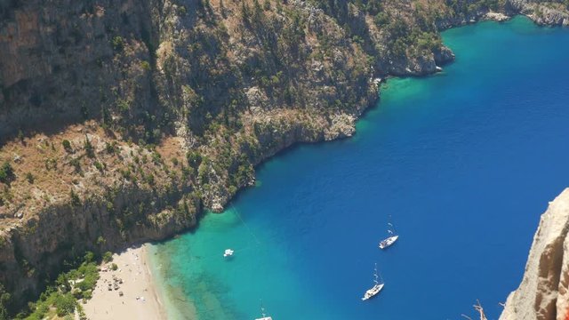 Beautiful aerial view of The Butterfly Valley in Fethiye, Turkey