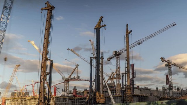 machine work on installing bored piles, time lapse