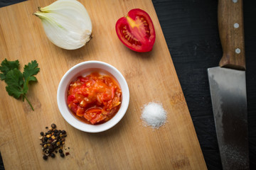 Ingredients and Preparation of Typical Sauce Colombian: Hogao