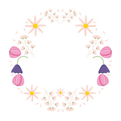 flowers garden plants circular frame