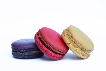 French macaroon sweet bakery colorful biscuit on isolated background