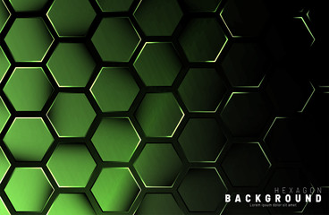 Abstract hexagon gradient colorful light pattern with a dark background technology style. Honeycomb. Vector illustration