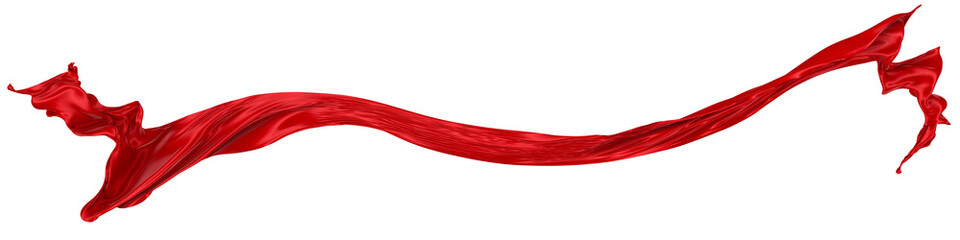 Wavy fabric on a white background. 3D rendering.