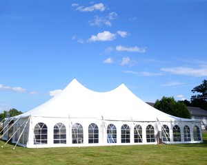 a white large events or entertainment tent - 286614035