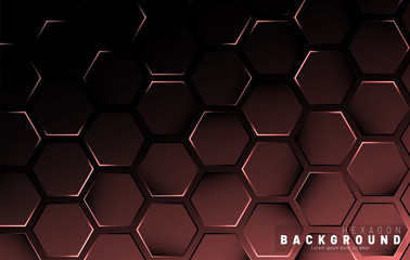 Abstract hexagon gradient colorful light pattern with a dark background technology style. Honeycomb. Vector illustration