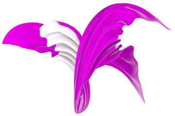 Wavy fabric on a white background. 3D rendering.