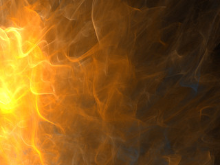 Abstract Fire Illustration - Soft Iridescent Colorful Cloud of Brilliant Energy, Glowing Plasma. Smoke, Energy Discharge, Digital Flames, Artistic Design. Minimal Soft Background Image