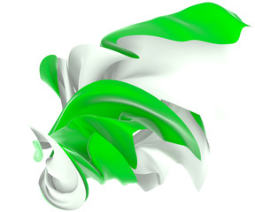 Wavy fabric on a white background. 3D rendering.