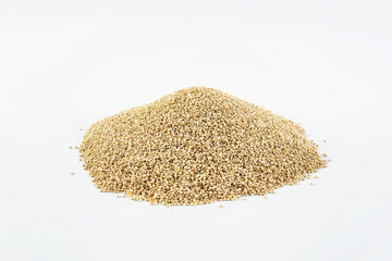 Bunch of grain cereals buckwheat on a white background