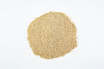 Bunch of grain cereals buckwheat on a white background