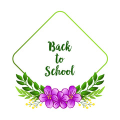Poster back to school, modern purple floral frame graphic. Vector