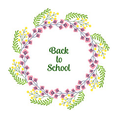 Fototapeta premium Poster for back to school, education template, with concept purple flower frame background. Vector