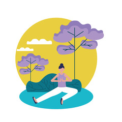 Girl doing yoga pose vector design