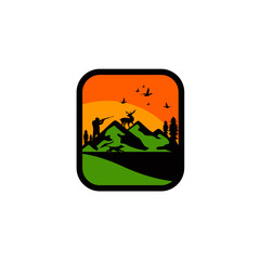 Outdoor Hunter Logo Design Vector Template