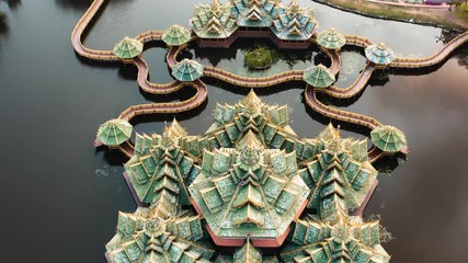 Ancient City, Muang Boran, aerial footage, in Bangkok, Thailand