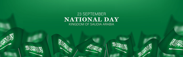 Saudi Arabia national day in September 23 th. Saudi Arabia flag with Happy independence day celebrating vector illustration