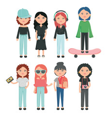group of girls youth urban style characters