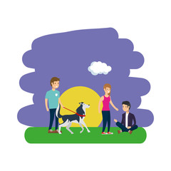 Fototapeta premium People in park vector design