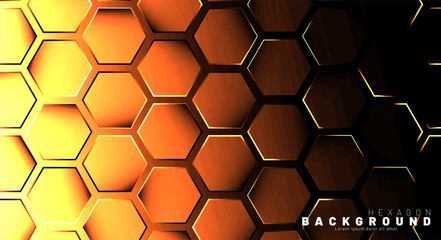 Abstract hexagon gradient colorful light pattern with a dark background technology style. Honeycomb. Vector illustration