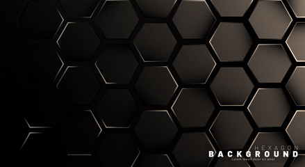 Abstract hexagon gradient colorful light pattern with a dark background technology style. Honeycomb. Vector illustration