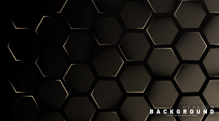 Abstract hexagon gradient colorful light pattern with a dark background technology style. Honeycomb. Vector illustration
