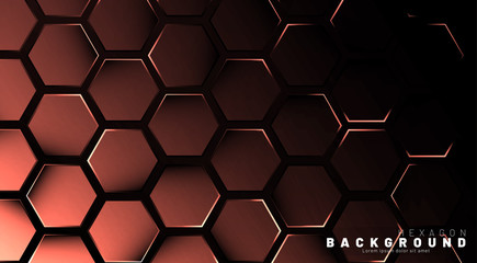 Abstract hexagon gradient colorful light pattern with a dark background technology style. Honeycomb. Vector illustration