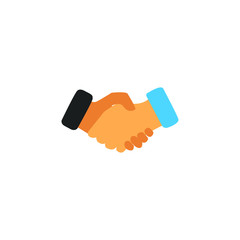 Handshake business logo - two hands make a deal on white background. Cooperation, partnership and agreement vector icon