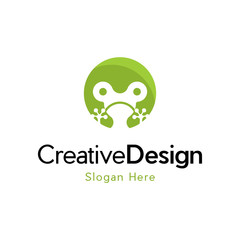 simple frog icon logo design, Simple Circle illustration forming a frog on a white background