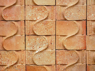 Red stone brick wall.