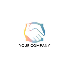 Handshake business logo - two hands make a deal on white background. Cooperation, partnership and agreement vector icon