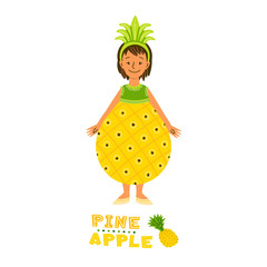Girl in pineapple fruit costume