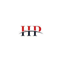 Initial letter HP, overlapping movement swoosh horizon logo company design inspiration in red and dark blue color vector