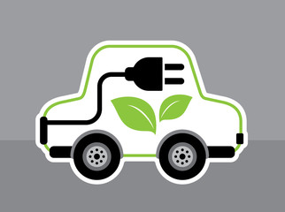 illustration electric car and have icon for charging. Automobile EV.