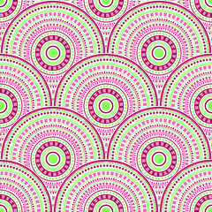 Ethnic circle shapes seamless geometric pattern.