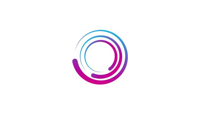 loading waiting spinner animation. rotating blue purple gradient motion graphic . double circle seamless loop with a black and white background.