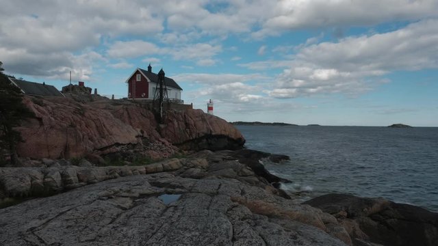 Time lapse, lighthouse by the Baltic Sea. Oxelosund, Sweden.