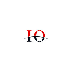 Initial letter IO, overlapping movement swoosh horizon logo company design inspiration in red and dark blue color vector