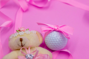 Golf with pink ribbon in pink theme