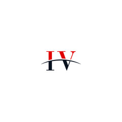 Initial letter IV, overlapping movement swoosh horizon logo company design inspiration in red and dark blue color vector