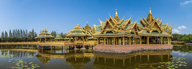 Naklejka premium Temples in Ancient City Muang Boran in Bangkok Thailand