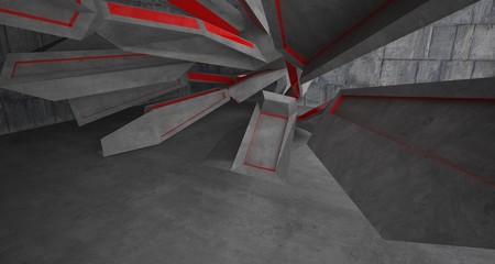 Abstract white and concrete interior. 3D illustration and rendering.